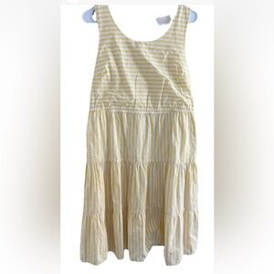 Kim Rogers Women's White/Yellow Striped Sz M Petite Pockets Spring